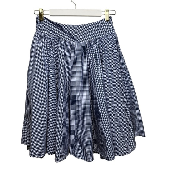 RALPH LAUREN Size 2 SPORT Blue White Gingham Check Cotton A-Line Skirt Pleated - Picture 9 of 11